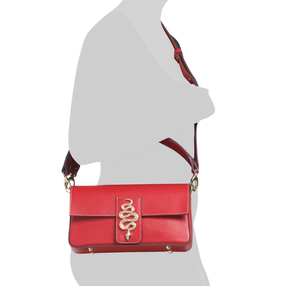 New Divina Firenze leather snake tab baguette crossbody - Picture 9 of 17